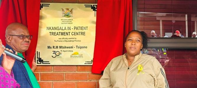Mpumalanga Premier on the occassion of Official opening of the Nkangala In-Patient Treatment Centre