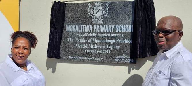 Mpumalanga Premier on the occassion of Offical handover of Mogalitwa Primary School