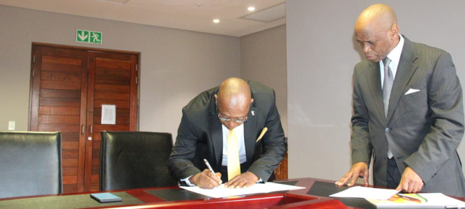 Mpumalanga Human Settlements MEC Mashilo sworn-in as Acting Premier by Judge President of the Mpumalanga Division of the High Court, Justice Francis Legodi, City of Mbombela